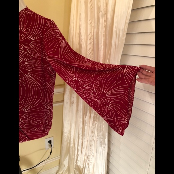 Alfani Red Faux Wrap Blouse NWOT - Picture 3 of 6